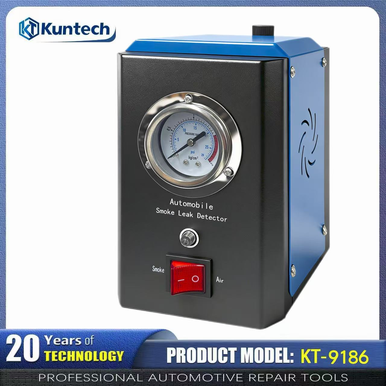 Auto Repair Shop Diagnostics - เครื่องตรวจจับควันรั่วไหลในรถยนต์ 12V เครื่องทดสอบควันรั่วไหลอเนกประสงค์ พร้อมเกจวัดแรงดัน เครื่องมือวินิจฉัยระดับมืออาชีพสำหรับตรวจจับการรั่วไหลของท่อไอดี ท่อน้ำมันเชื้อเพลิง