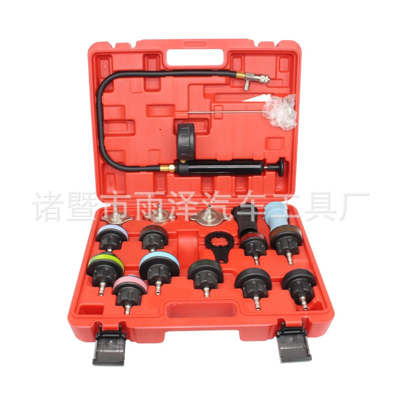 Radiator Pressure Tester - ชุดทดสอบแรงดันระบบระบายความร้อนหม้อน้ำ 18 ชิ้น ชุดเกจวัดวิเคราะห์ปัญหาในรถยนต์ สำหรับตรวจสอบระบบน้ำหล่อเย็น