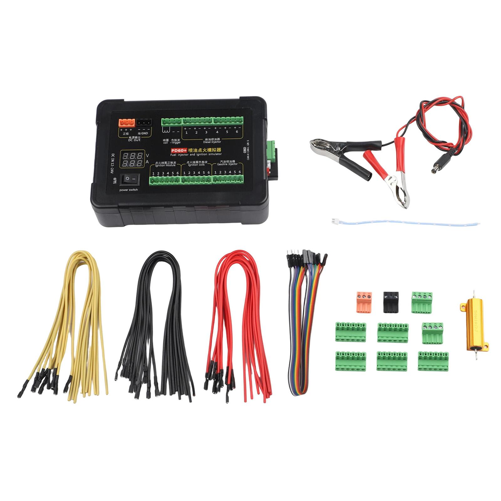 Auto Repair Shop Diagnostics - เครื่องทดสอบคอมพิวเตอร์รถยนต์ PD60 พร้อมตัวจำลองหัวฉีดน้ำมันเชื้อเพลิงและคอยล์จุดระเบิด สำหรับอุปกรณ์วินิจฉัยในร้านซ่อมรถยนต์ พร้อมโวลต์มิเตอร์และแอมป์มิเตอร์