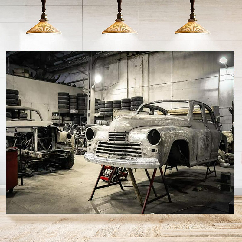 ร้านซ่อมรถยนต์ ไฟยางรถยนต์ ฉาก - Auto Repair Shop Background บทวิจารณ์และราคา